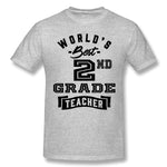 Mens Novelty T-Shirt World's Best 2nd Grade Teacher Breathable O-Neck Short Sleeves Shirt