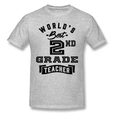 Mens Novelty T-Shirt World's Best 2nd Grade Teacher Breathable O-Neck Short Sleeves Shirt