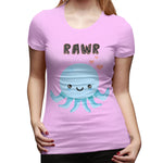 Women’s T-shirt Octopus Rawr Comfy O-Neck Short Sleeve Shirts