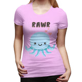 Women’s T-shirt Octopus Rawr Comfy O-Neck Short Sleeve Shirts