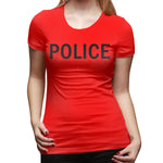 Womens Graphic T-Shirt POLICE Comfy O-Neck Short Sleeve Tee