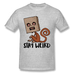 Mens Novelty T-Shirt Stay Weird Sack Monkey Style O-Neck Short Sleeves Shirt