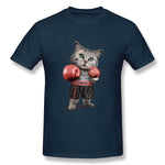 Mens Novelty T-Shirt BOXING CAT Comfy Round Neck Short Sleeves Blouse Tops