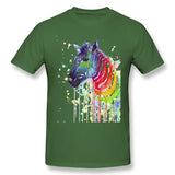 Mens Novelty T-Shirt Rainbow Zebra Cool O-Neck Short Sleeves Tee