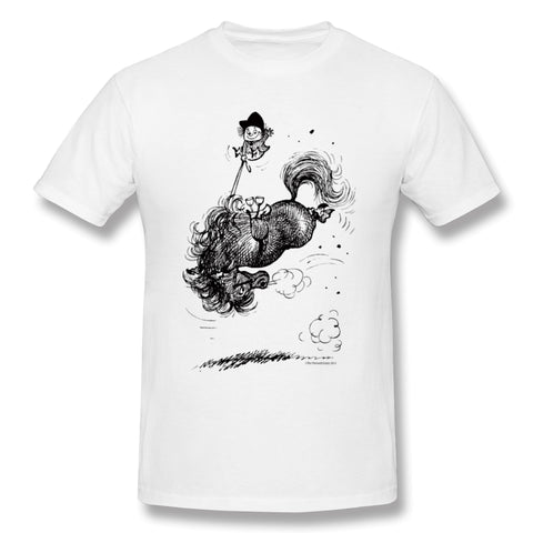 Cotton T Shirt for Men Thelwell - Pony Springing Style Crew Neck Short Sleeves Blouse Tops