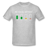 Men's Casual T-shirt Social Battery Dying For This Introvert Cool O-Neck Short Sleeves Shirt