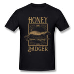 Mens Novelty T-Shirt Honey Badger Style Round Neck Short Sleeves Shirt