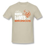 Men's Casual T-shirt This Nurse Loves The Broncos Breathable Crew Neck Short Sleeves Tees