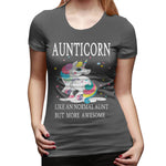 Novelty T Shirt for Women AUNTICORN Like A Normal Aunt But More Awesome Flowy Crew Neck Short Sleeve Tops