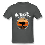 Men's Graphic T Shirt Funny Happy Halloween Beautiful Ostrich Comfy Crew Neck Short Sleeves Shirt