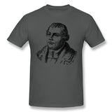 Mens Novelty T-Shirt Martin Luther Portrait Line Art Style O-Neck Short Sleeves Blouse Tops