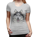 Womens Graphic T-Shirt Siberian Husky Flowy Round Neck Short Sleeve Tops