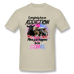 Men's Graphic T Shirt Everybody Has An Addiction Mine Just Happens To Be Cows For Light Comfy Crew Neck Short Sleeves Tees