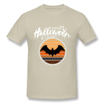 Cotton T Shirt for Men Funny Happy Halloween Beautiful Bat Breathable Round Neck Short Sleeves Tee