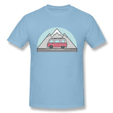 Men's Casual T-shirt Retro Snow Mountain Van Comfortable Crew Neck Short Sleeves Tees