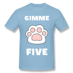 Cotton T Shirt for Men Gimme High Five Cat And Dog Lovers New Cool Crew Neck Short Sleeves Shirt