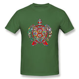 Mens Novelty T-Shirt Colorful Turtle Art Breathable Crew Neck Short Sleeves Shirt