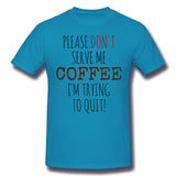 Cotton T Shirt for Men Quitting Coffee Breathable O-Neck Short Sleeves Shirt