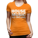 Women's Casual T-shirt House Music All Life Long Music Techno Flowy O-Neck Short Sleeve Shirts