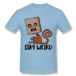 Mens Novelty T-Shirt Stay Weird Sack Monkey Style O-Neck Short Sleeves Shirt