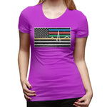 Women's Casual T-shirt Thin Red Blue Green Yellow Gold Line Flag Thin Line EMS Comfy O-Neck Short Sleeve Tops