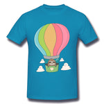 Men's Graphic T Shirt Sloth Inside A Hot Air Ballon Style Round Neck Short Sleeves Tees