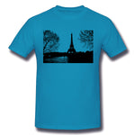 Men's Graphic T Shirt Paris Eiffel Tower Landscape Trees Comfortable Round Neck Short Sleeves Tees