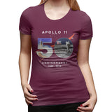 Women’s Cotton T Shirt Astronaut Moon Landing 50th Summer O-Neck Short Sleeve Tee