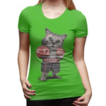 Novelty T Shirt for Women BOXING CAT Flowy Round Neck Short Sleeve Tee