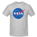 Cotton T Shirt for Men NASA Logo Breathable Crew Neck Short Sleeves Tees