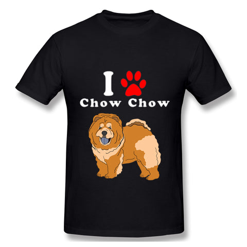 Men's Casual T-shirt I Love Chow Chow Comfy O-Neck Short Sleeves Blouse Tops