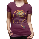 Novelty T Shirt for Women Charging Brain Neurofeedback Sexy O-Neck Short Sleeve Tee