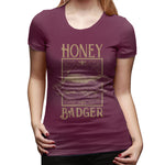 Novelty T Shirt for Women Honey Badger Cool O-Neck Short Sleeve Shirts