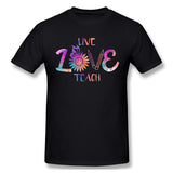 Men's Casual T-shirt Live Love Teach Comfy O-Neck Short Sleeves Blouse Tops