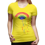 Women's Casual T-shirt Love Rainbow Rain Sexy Crew Neck Short Sleeve Tops