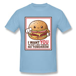 Men's Graphic T Shirt Hamburger Sam New Breathable O-Neck Short Sleeves Shirt