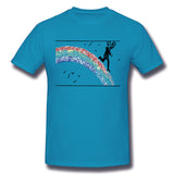 Men's Casual T-shirt Running Down The Rainbow Comfy O-Neck Short Sleeves Blouse Tops