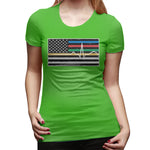 Women's Casual T-shirt Thin Red Blue Green Yellow Gold Line Flag Thin Line EMS Comfy O-Neck Short Sleeve Tops