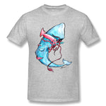 Cotton T Shirt for Men Squid Vs Whale Style Crew Neck Short Sleeves Shirt