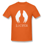 Cotton T Shirt for Men Lucifer Style Crew Neck Short Sleeves Shirt