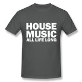 Mens Novelty T-Shirt House Music All Life Long Music Techno Style Crew Neck Short Sleeves Tee