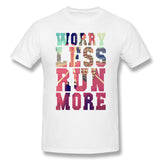 Mens Novelty T-Shirt Worry Less Run More Style Crew Neck Short Sleeves Tees