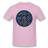 Men's Graphic T Shirt Stained Glass Rose Window Eucharist All Saints Cool Crew Neck Short Sleeves Tees