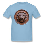 Mens Novelty T-Shirt Lion Head Antiquity Sculpture Art Isolate Comfortable O-Neck Short Sleeves Blouse Tops