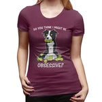 Novelty T Shirt for Women Border Collie Tennis Comfy Round Neck Short Sleeve Shirts