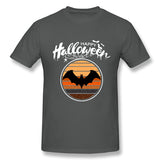 Cotton T Shirt for Men Funny Happy Halloween Beautiful Bat Breathable Round Neck Short Sleeves Tee