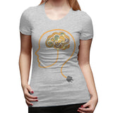 Novelty T Shirt for Women Charging Brain Neurofeedback Sexy O-Neck Short Sleeve Tee