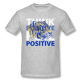 Men's Casual T-shirt Tiger Think Positive Fell Positive Cool Round Neck Short Sleeves Tees