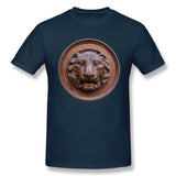 Mens Novelty T-Shirt Lion Head Antiquity Sculpture Art Isolate Comfortable O-Neck Short Sleeves Blouse Tops