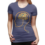 Novelty T Shirt for Women Charging Brain Neurofeedback Sexy O-Neck Short Sleeve Tee